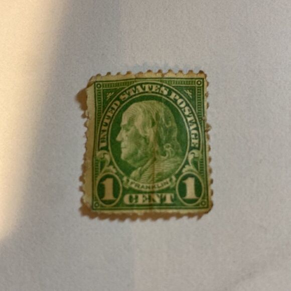 Unused Antique 1920s Ben Franklin Rare One Cent Postage Green Stamp - Picture 3 of 8